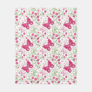 Floral White Pattern Fleece Blanket