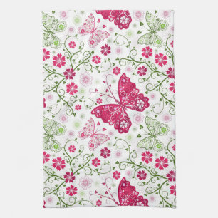 Floral White Pattern Tea Towel