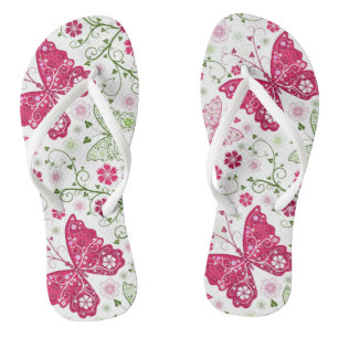Floral White Pattern Thongs