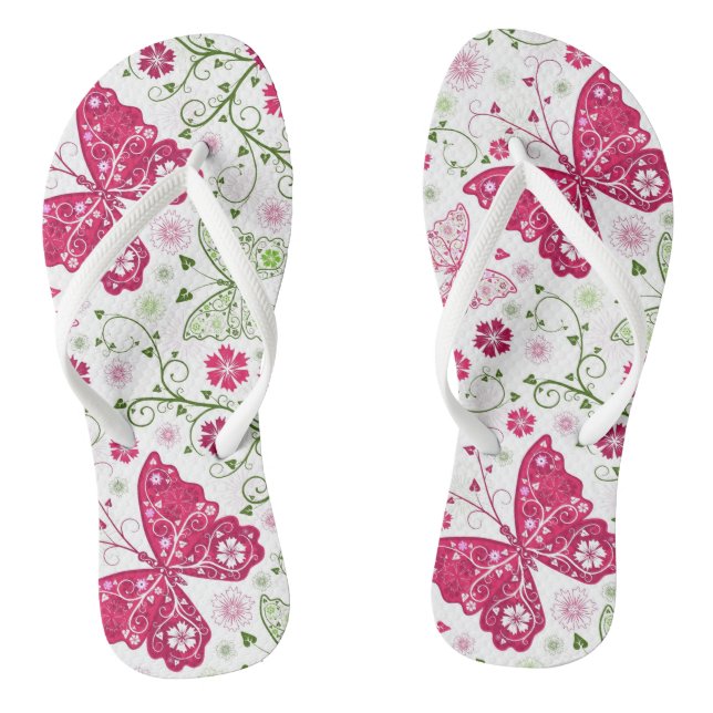 Floral White Pattern Thongs (Footbed)