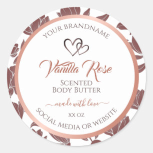 Floral White Rose Gold Product Packaging Labels