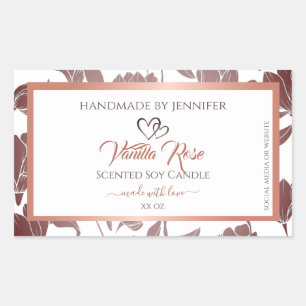 Floral White Rose Gold Product Packaging Labels