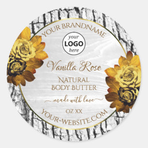 Floral White Tree Bark Grain Product Labels Logo