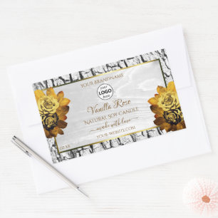 Floral White Tree Bark Grain Product Labels Logo