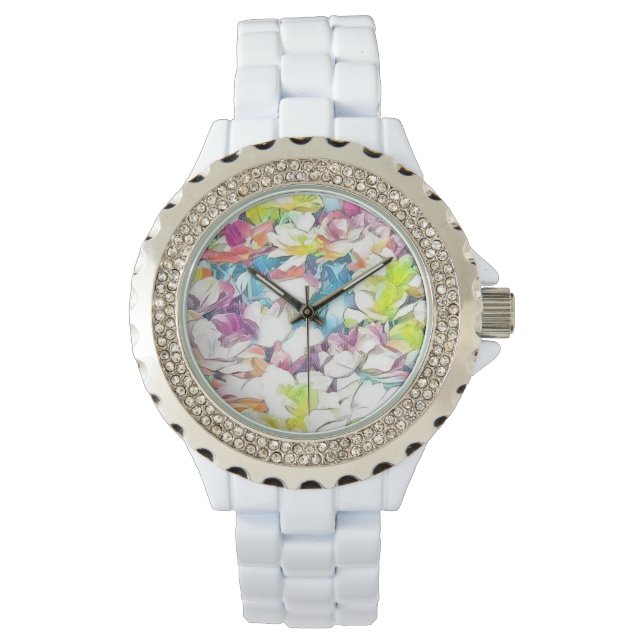 Floral White Watch w/ Floating Effect (Front)