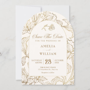Floral white wedding save the date