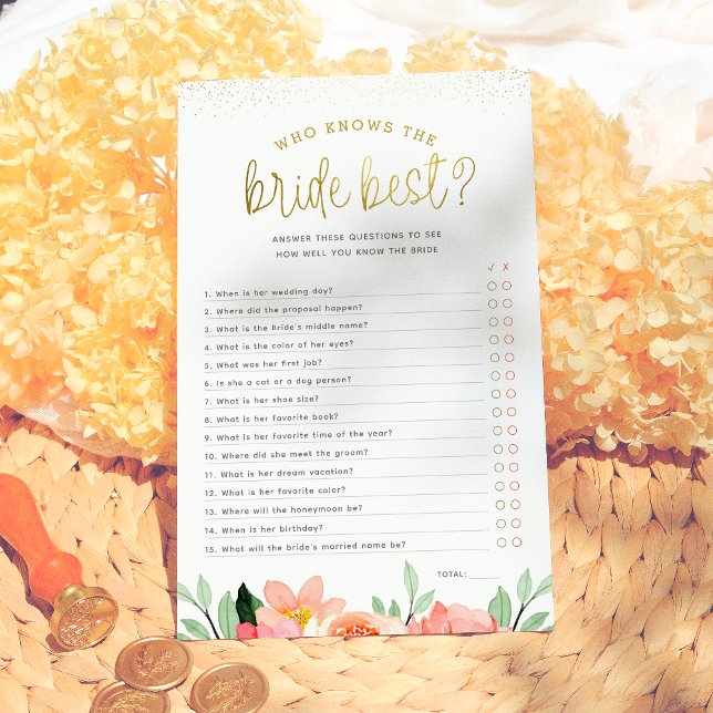 Floral Who Knows The Bride Best Bridal Shower Game (Creator Uploaded)