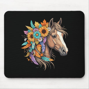 Floral Wild Horse Country Horse Riding Women Girls Mouse Pad