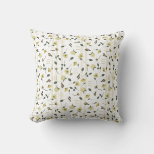 Floral Wilderness Yellow and Brown Floral Striped Cushion