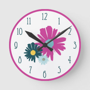 Floral Wildflower Abstract Illustration Wall Round Clock