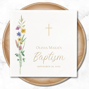 Floral Wildflower Baptism  Napkin