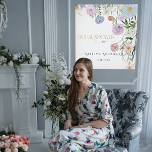 Floral Wildflower Blush Pink Spring Bridal Shower Poster