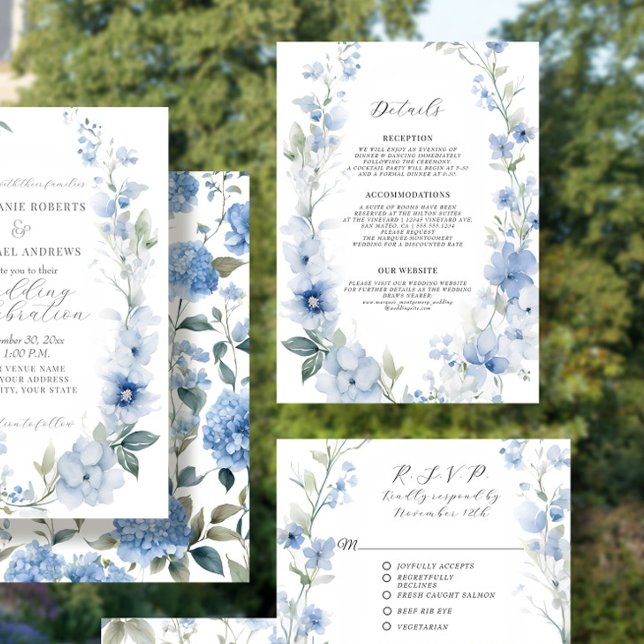Floral Wildflower Elegant Summer Blue White Detail Enclosure Card (Creator Uploaded)