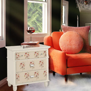 Floral Wildflower Fall Butterfly Ivory Decoupage Tissue Paper