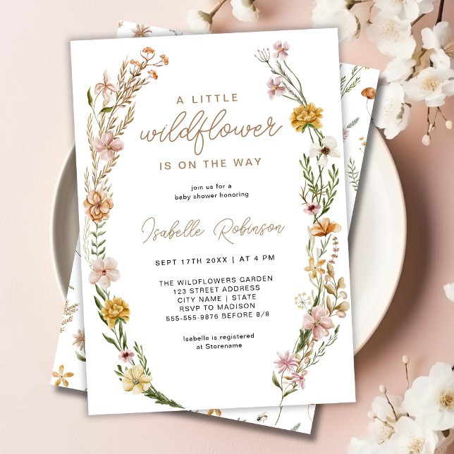 Floral Wildflower Gender Neutral Baby Shower  Invitation (Floral Wildflower Gender Neutral Baby Shower Invitation)