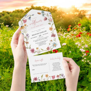 Floral Wildflower Girl Baby Shower All In One Invitation