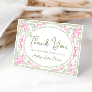 Floral Wildflower Girl Baby Shower Thank You Card