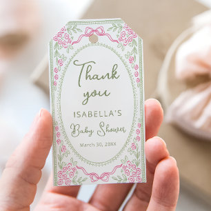 Floral Wildflower Girl Baby Shower Thank You Gift Tags