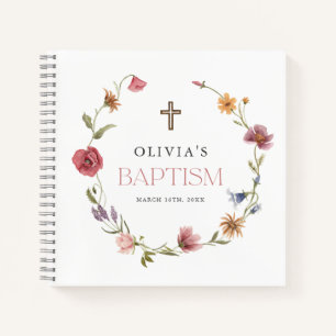Floral Wildflower Girl Baptism Celebration Notebook