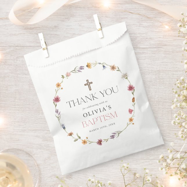 Floral Wildflower Girl Baptism Thank You Favour Ba Bag (Clipped)