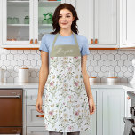 Floral Wildflower Personalised Monogram Apron<br><div class="desc">Make a statement in the kitchen with this beautiful and feminine floral apron. It features an all-over wildflower pattern in shades of pink, blue beige and sage green. The personalised apron also features your name on the top, making it perfect for gifting or own use. This apron is both stylish...</div>