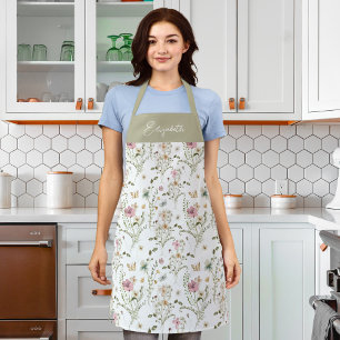 Floral Wildflower Personalised Monogram Apron
