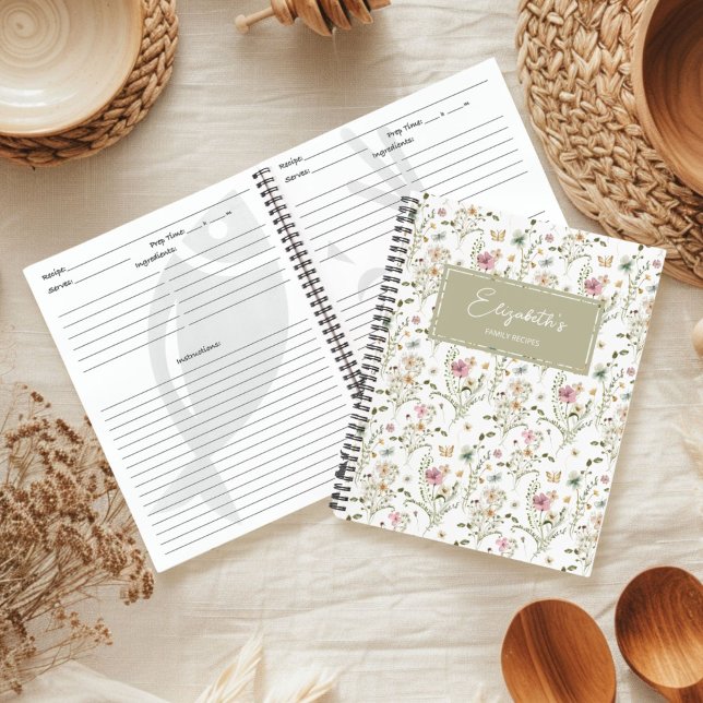 Floral Wildflower Personalised Recipe Notebook (Creator Uploaded)