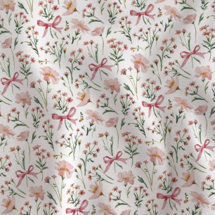 Floral Wildflower Pink Bows Fabric