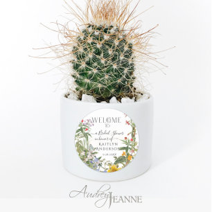 Floral Wildflower Watercolor Welcome Bridal Shower Classic Round Sticker