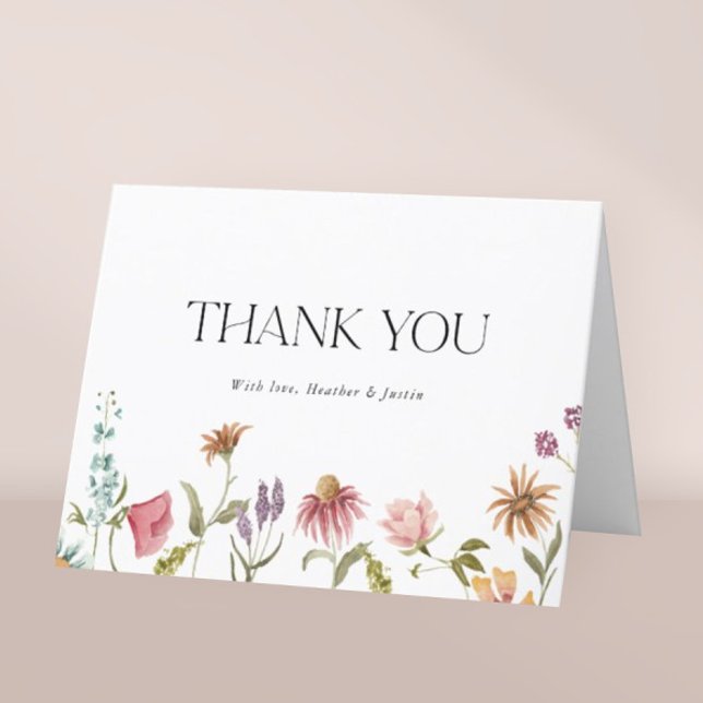Floral Wildflower Wedding Thank You Folded Card (Creator Uploaded)
