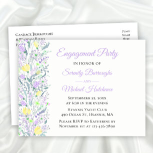 Floral Wildflower Yellow Purple Flowers Engagement Invitation Postcard