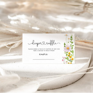Floral wildflowers diaper raffle ticket enclosure card