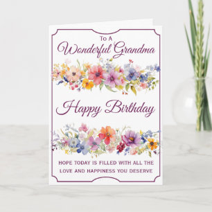 Floral Wildflowers Grandma Birthday Card