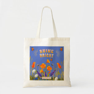 Floral Wildflowers Poppies Butterflies Tote Bag