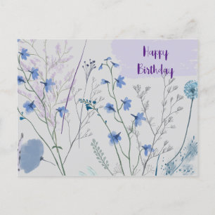 Floral Wildflowers Rustic Boho Whimsical Birthday Postcard