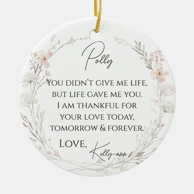 Floral Wildflowers Stepmother Of The Bride Gift Ceramic Ornament (Front)