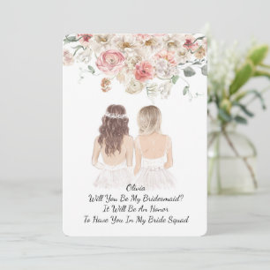 FLORAL WILL YOU BE MY BRIDEMAID PROPOSAL INVITATION
