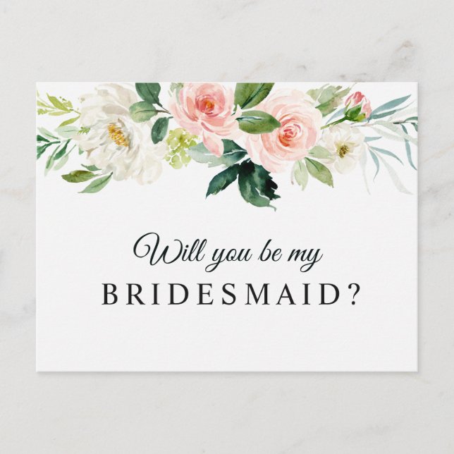 floral will you be my bridesmaid card (Front)