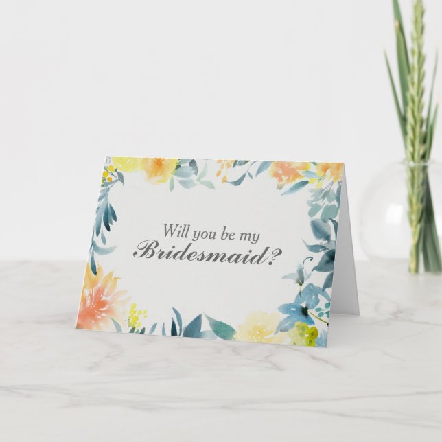 Floral Will You Be My Bridesmaid Card (Front)