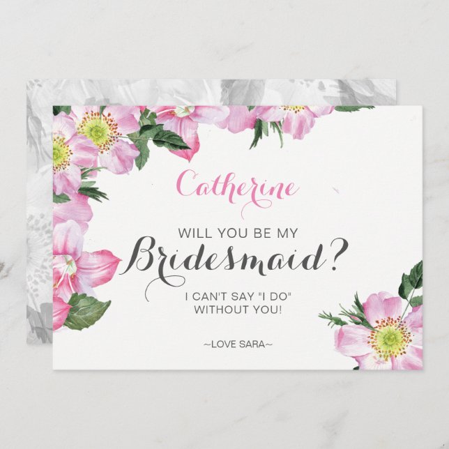Floral Will You Be My bridesmaid Card (Front/Back)