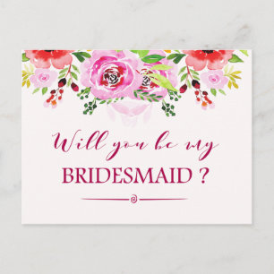 floral will you be my bridesmaid card