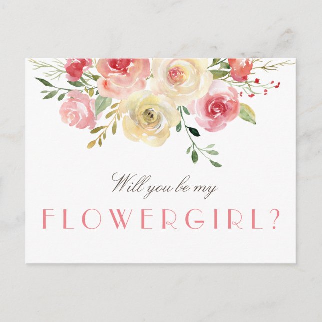floral | will you be my flowergirl card (Front)