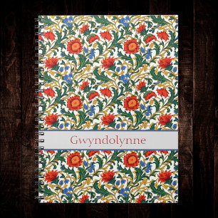 Floral Willam Morris Style Blue Red Gold Vintage Notebook