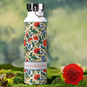 Floral Willam Morris Style Blue Red Gold Vintage Water Bottle