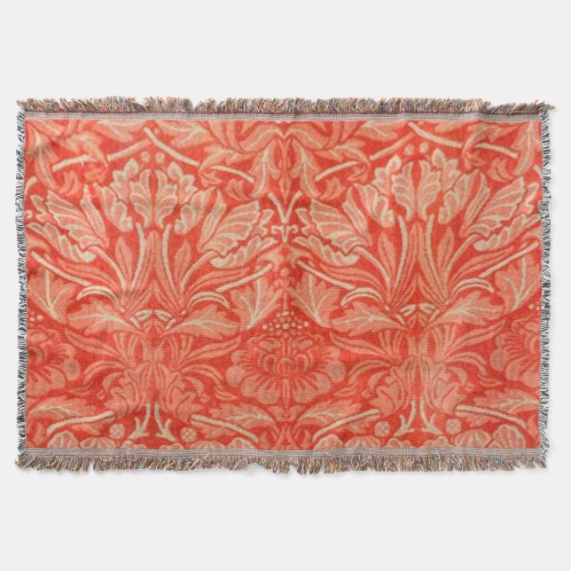 Floral William Morris Pattern Throw Blanket (Front)