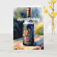 Floral Wine Bottle Birthday
