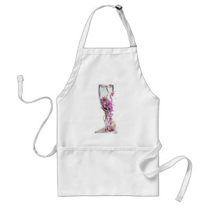 Floral Wine Glass Silhouette Tee – Watercolor Standard Apron