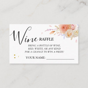 Floral Wine raffle ticket Bridal Shower card