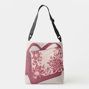 Floral Wine Red Purse AI art  Crossbody Bag
