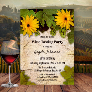 Floral Wine Tasting Birthday Invitation